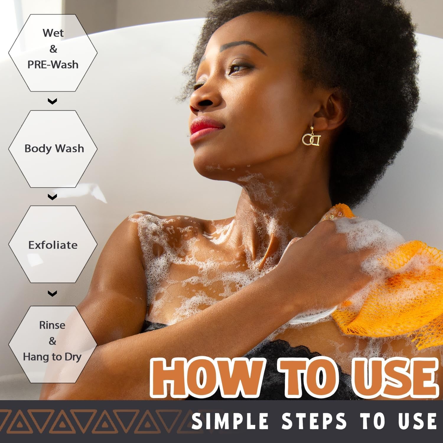 African Net Sponge Authentic - 2 Pieces Afro Scrub Exfoliating Net with Knots Na