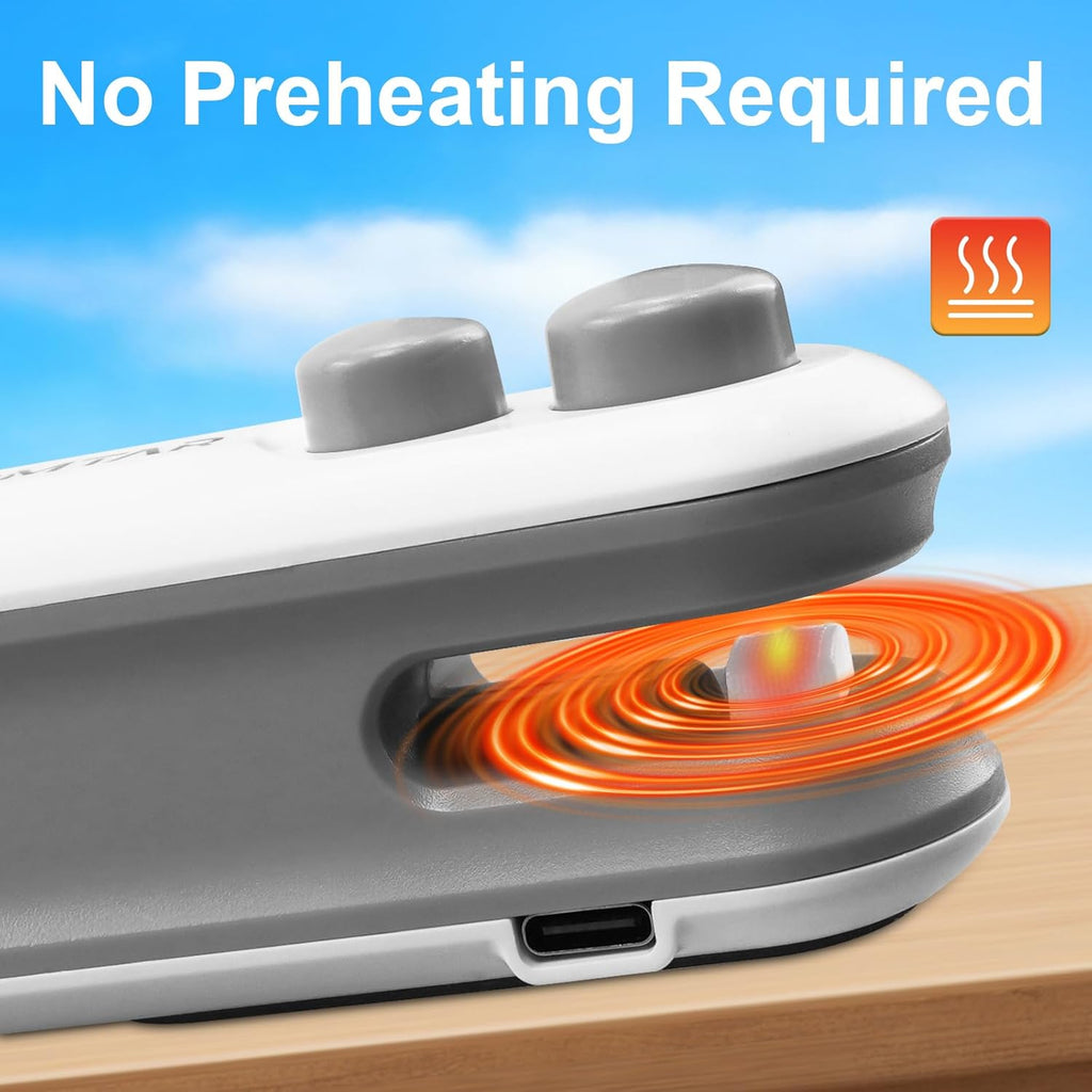 2In1 Rechargeable Chip Bag Sealer with Cutter, Portable USB C Heat Sealer Resealer Machine for Chip, Plastic Bags Heat Seal Tool for Snacks (White)
