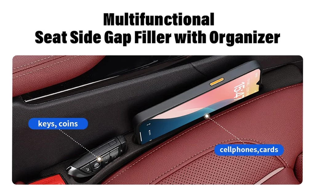 Universal Car Seat Gap Filler, Seat Side Gap Filler with Organizer- 2 pack