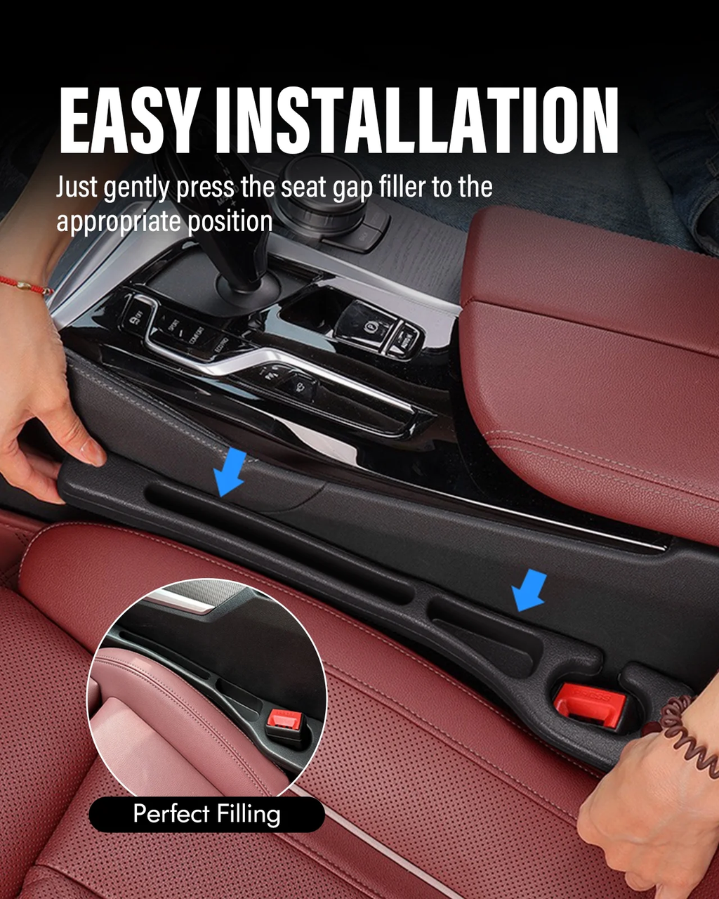 Universal Car Seat Gap Filler, Seat Side Gap Filler with Organizer- 2 pack